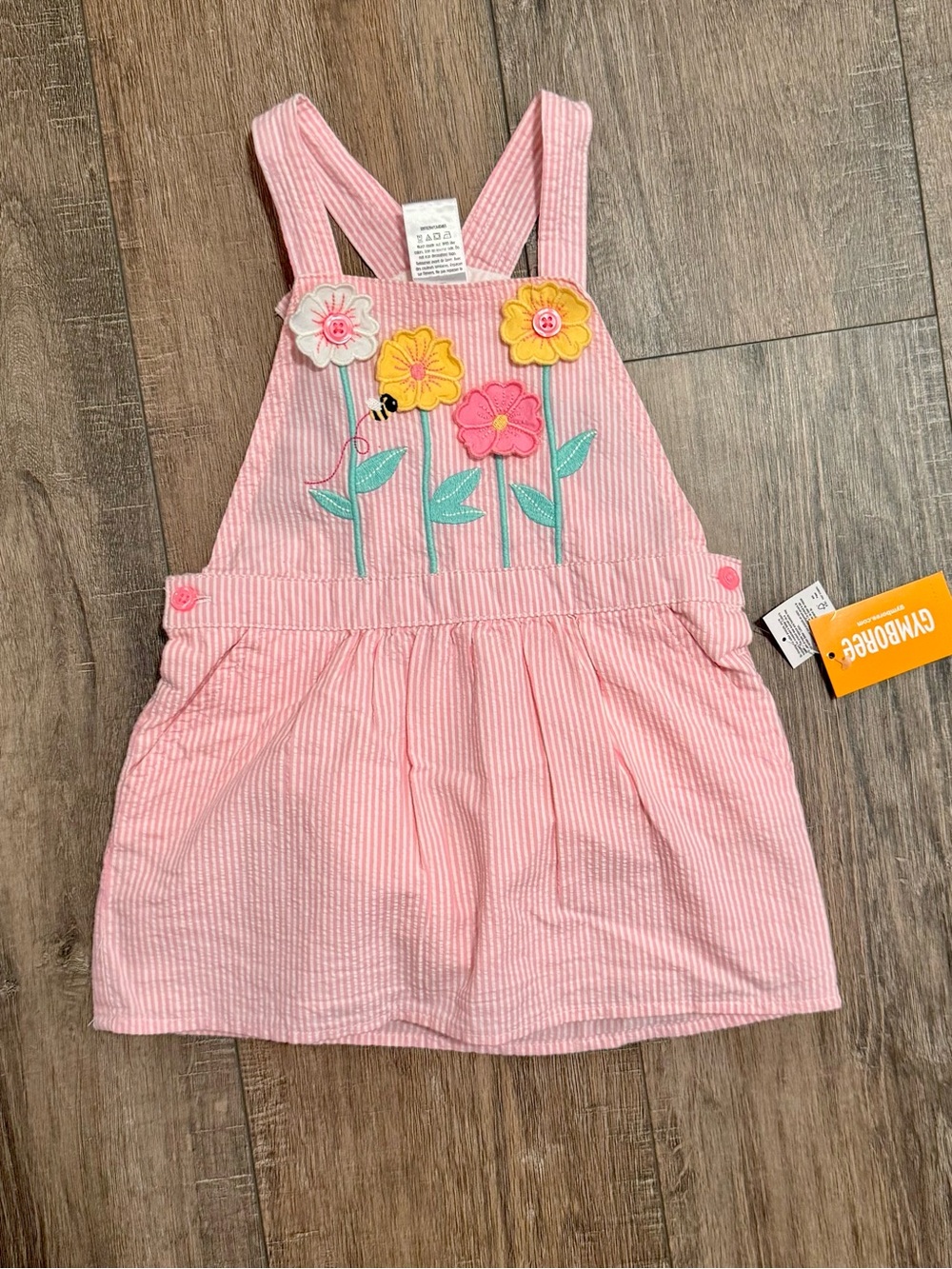 Gymboree Pink Floral Applique Overall Dress